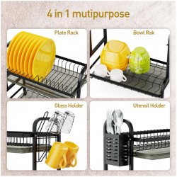 Swedecor Dish Drying Rack, 2 Tier Rust-Resistant Dish Rack Small Dish  Drainer with Drainboard Tray and Utensil Holder for Kitchen Countertop  Saving